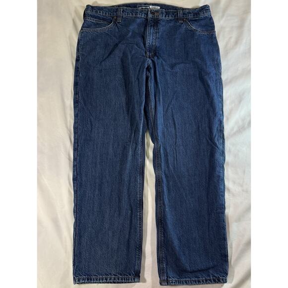 Carhartt Relaxed Fit Fleece Lined Jeans Mens 40x30 Insulated Blue - Picture 1 of 7